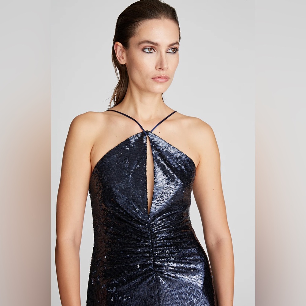 Halston Heritage Maya Gown in Blue Sequins